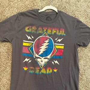 Grateful Dead Rainbow Lettering Tee - Black with Red/Yellow/Green/Blue